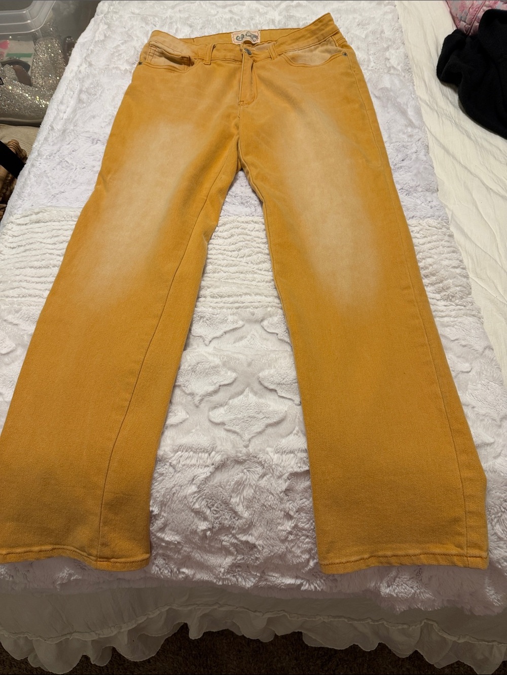 High-Rise Mustard Wide-Leg Jeans for Women